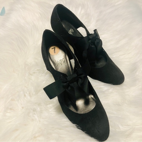 Bow tie vintage inspired black high heels - Picture 3 of 6